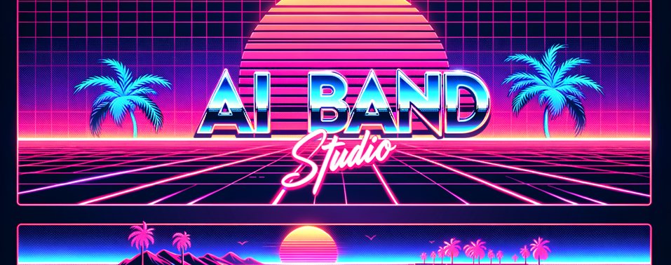 AI Band Studio synthwave banner